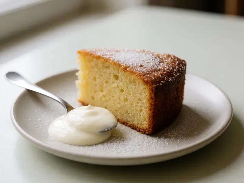 Olive oil cake, crème fraîche