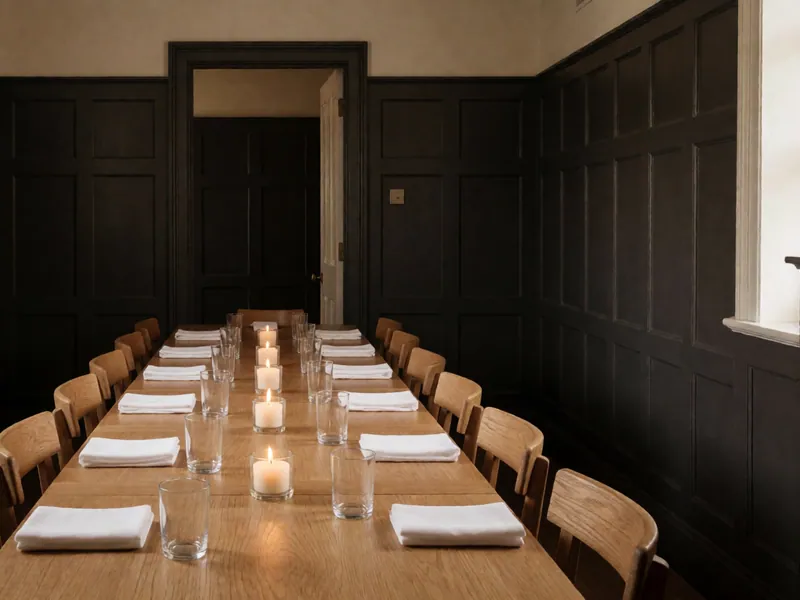 The private room laid for a group